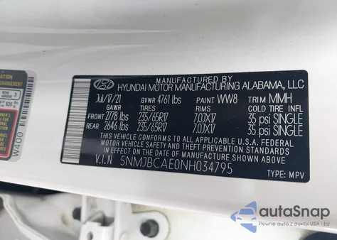 2022 Hyundai Tucson Sel from USA, damaged, VIN 5NMJBCAE0NH034795